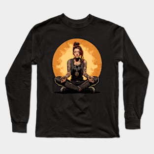 Calm as Hell - Meditating Punk Woman Long Sleeve T-Shirt